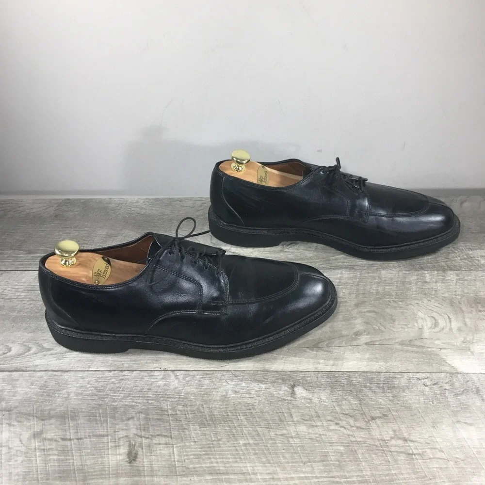 Mens Allen Edmonds Ashton Derby Leather Split Toe Oxfords Black Shoes Size 10.5